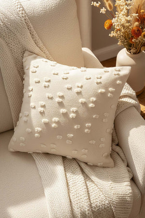 Cream Polka Dot Punch Decorative Cushion Cover