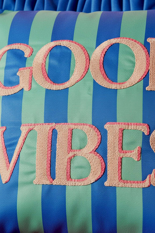 Good Vibes Ruffled Decorative Cushion Cover