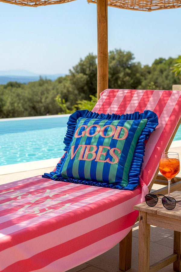 Good Vibes Ruffled Decorative Cushion Cover