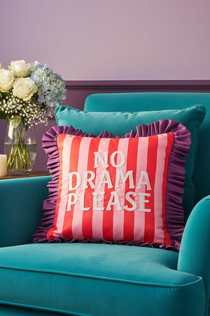 No Drama Please Embroidered Decorative Cushion Cover