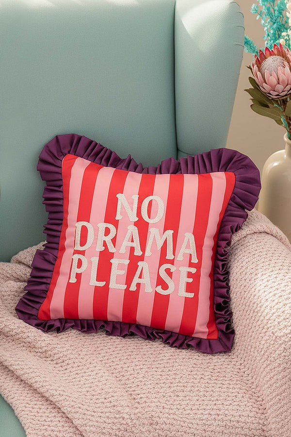 No Drama Please Embroidered Decorative Cushion Cover