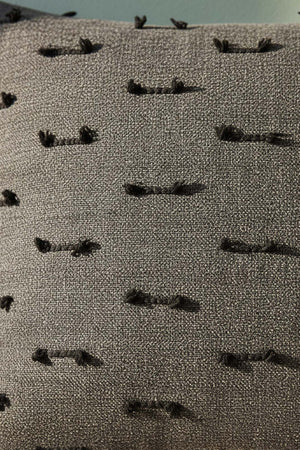 Anthracite Striped Embroidered Decorative Cushion Cover