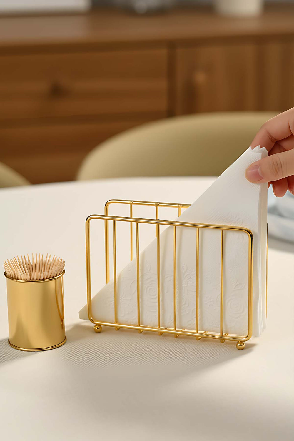 Gold Mesh Metal Napkin Holder