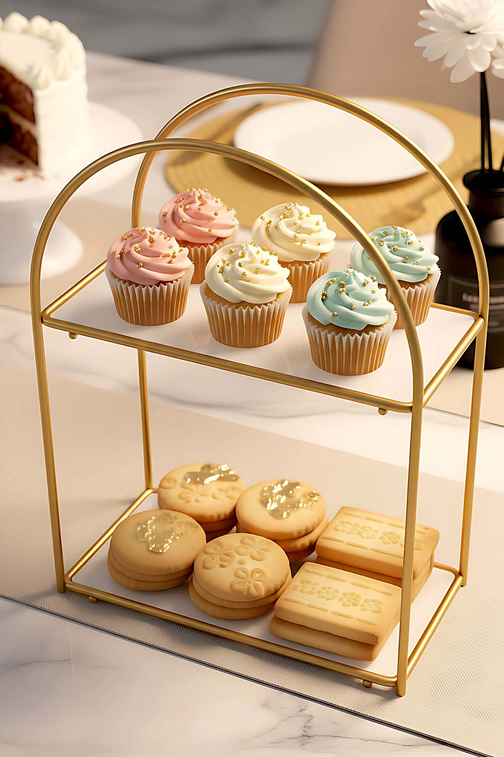 Gold 2-Tier Multi-Purpose Organizer Presentation Stand