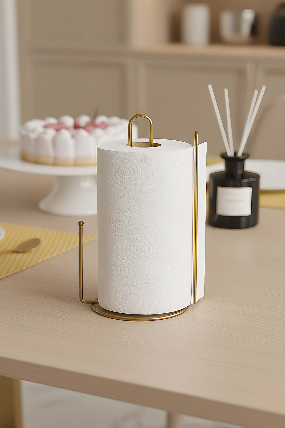 Paper Roll Towel Holder with Gold Braces