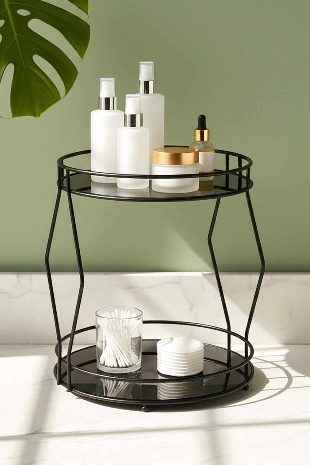 Black Two-Tier Perfume, Jewelry, and Cosmetic Organizer