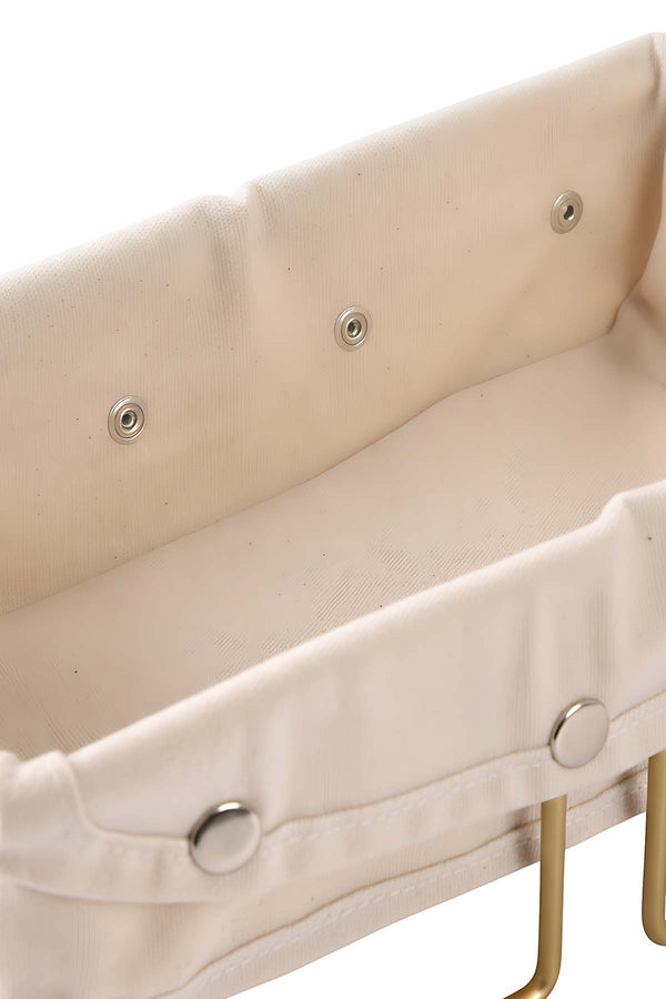 Gold Rectangular Bread Basket with Removable Beige Canvas Fabric