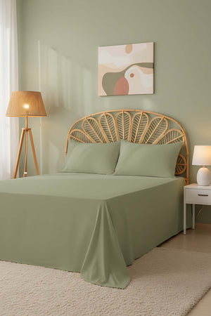 Khaki Single Cotton Flat Sheet