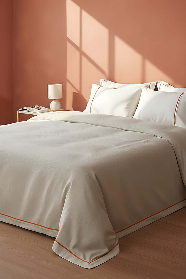 Inborn Orange Double Bed Duvet Cover Set, 6-Piece Bridal Set
