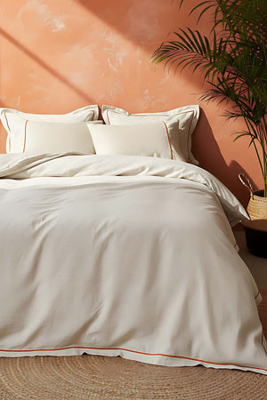 Inborn Orange Double Bed Duvet Cover Set, 6-Piece Bridal Set