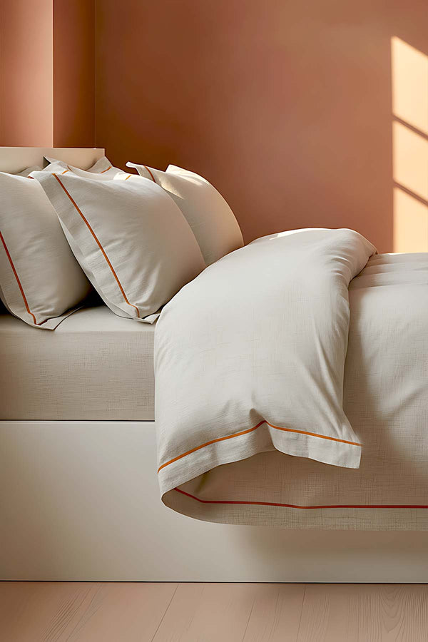 Inborn Orange Double Bed Duvet Cover Set, 6-Piece Bridal Set