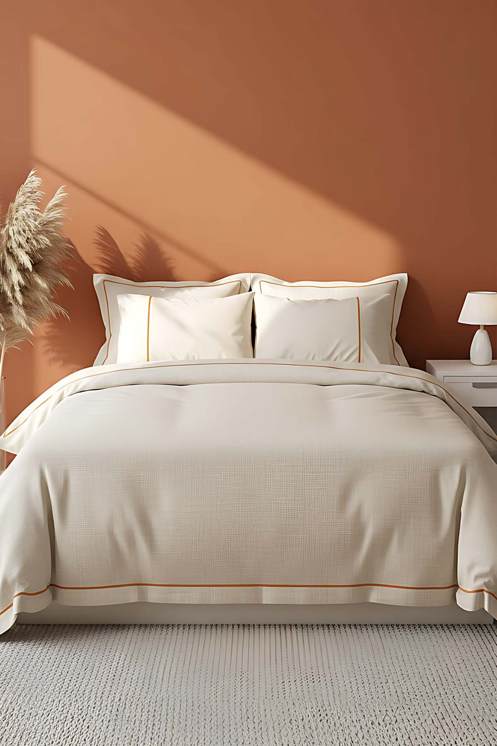 Inborn Orange Double Bed Duvet Cover Set, 6-Piece Bridal Set