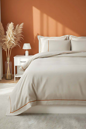 Inborn Orange Double Bed Duvet Cover Set, 6-Piece Bridal Set