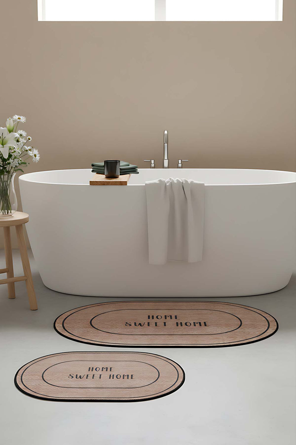 Home Sweet Home Cappuccino 2-Piece Bathroom Toilet Mat Set