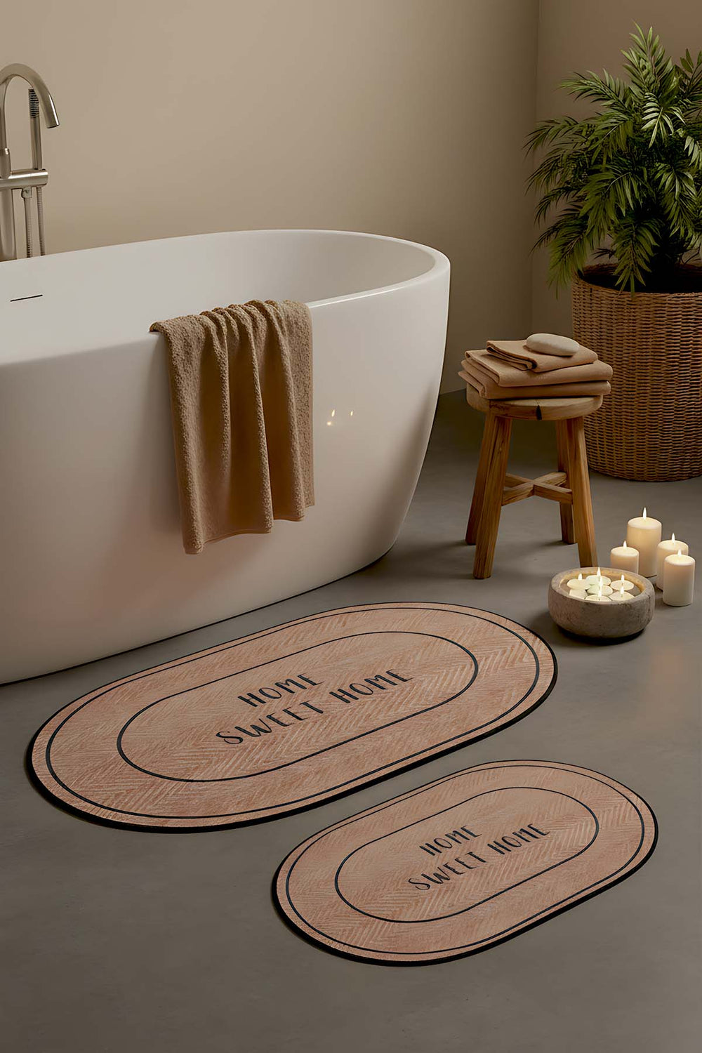 Home Sweet Home Cappuccino 2-Piece Bathroom Toilet Mat Set