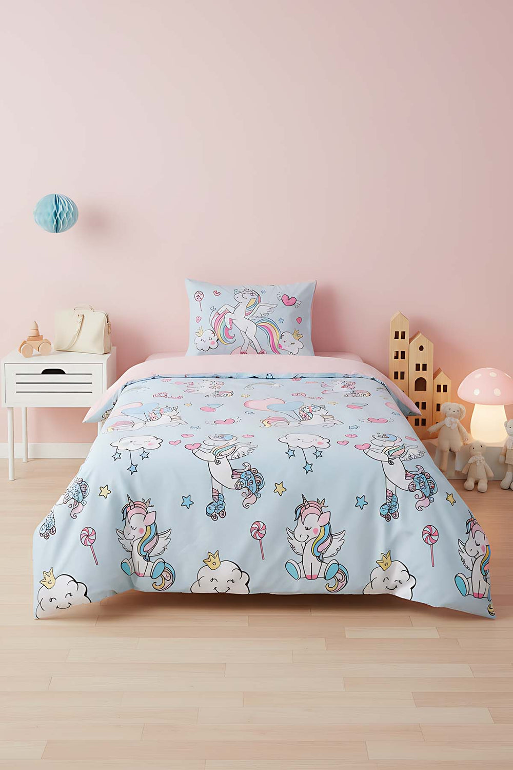 Junior Twinka Pink Cotton Single Kids Bedding Set