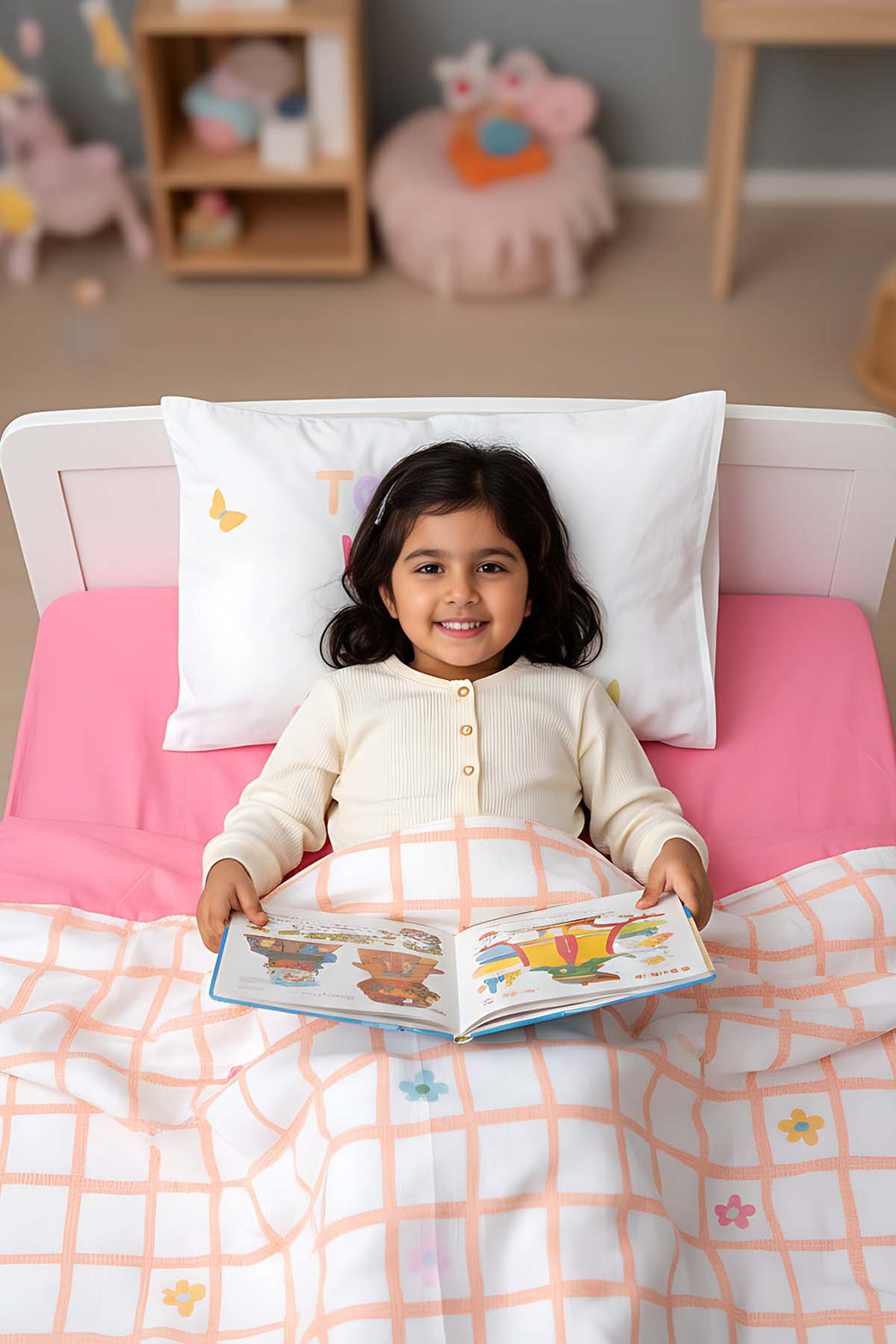 Jours Pink Cotton Single Kids Bedding Set