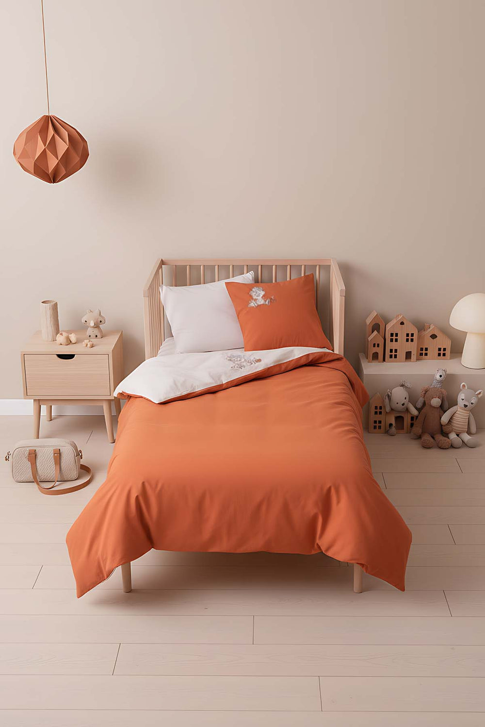 Cuddly Embroidered Cotton Baby Duvet Cover Set