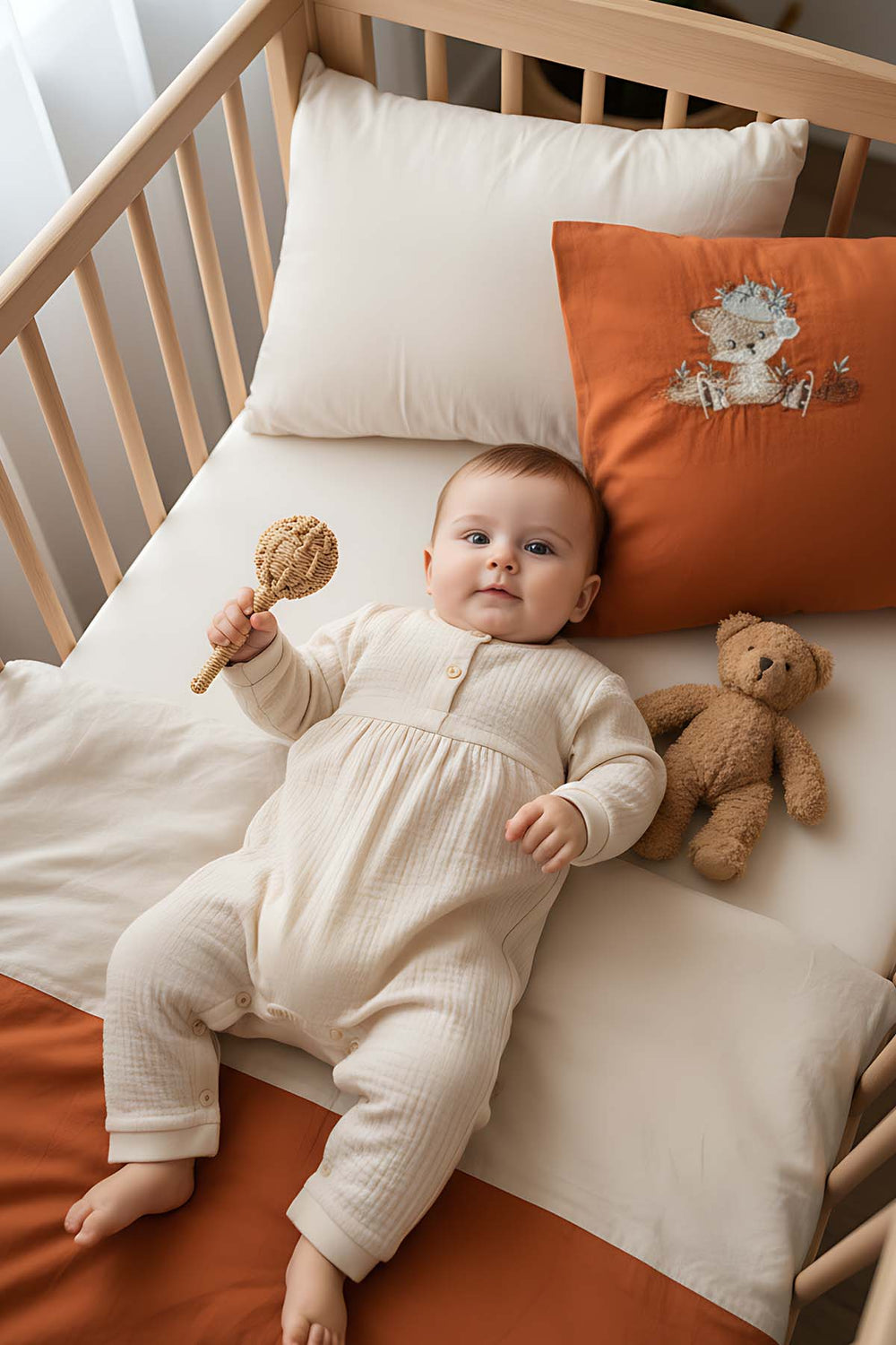 Cuddly Embroidered Cotton Baby Duvet Cover Set