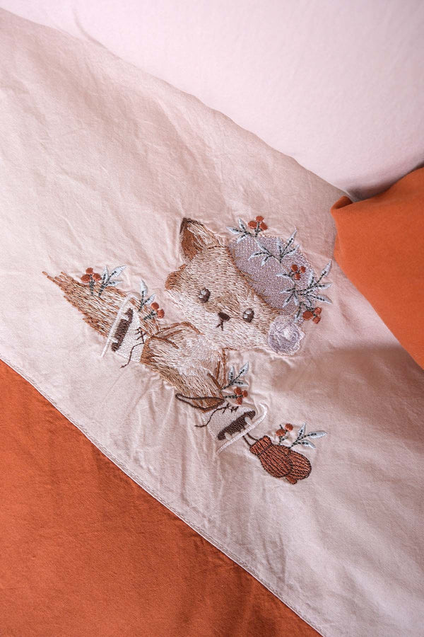 Cuddly Embroidered Cotton Baby Duvet Cover Set