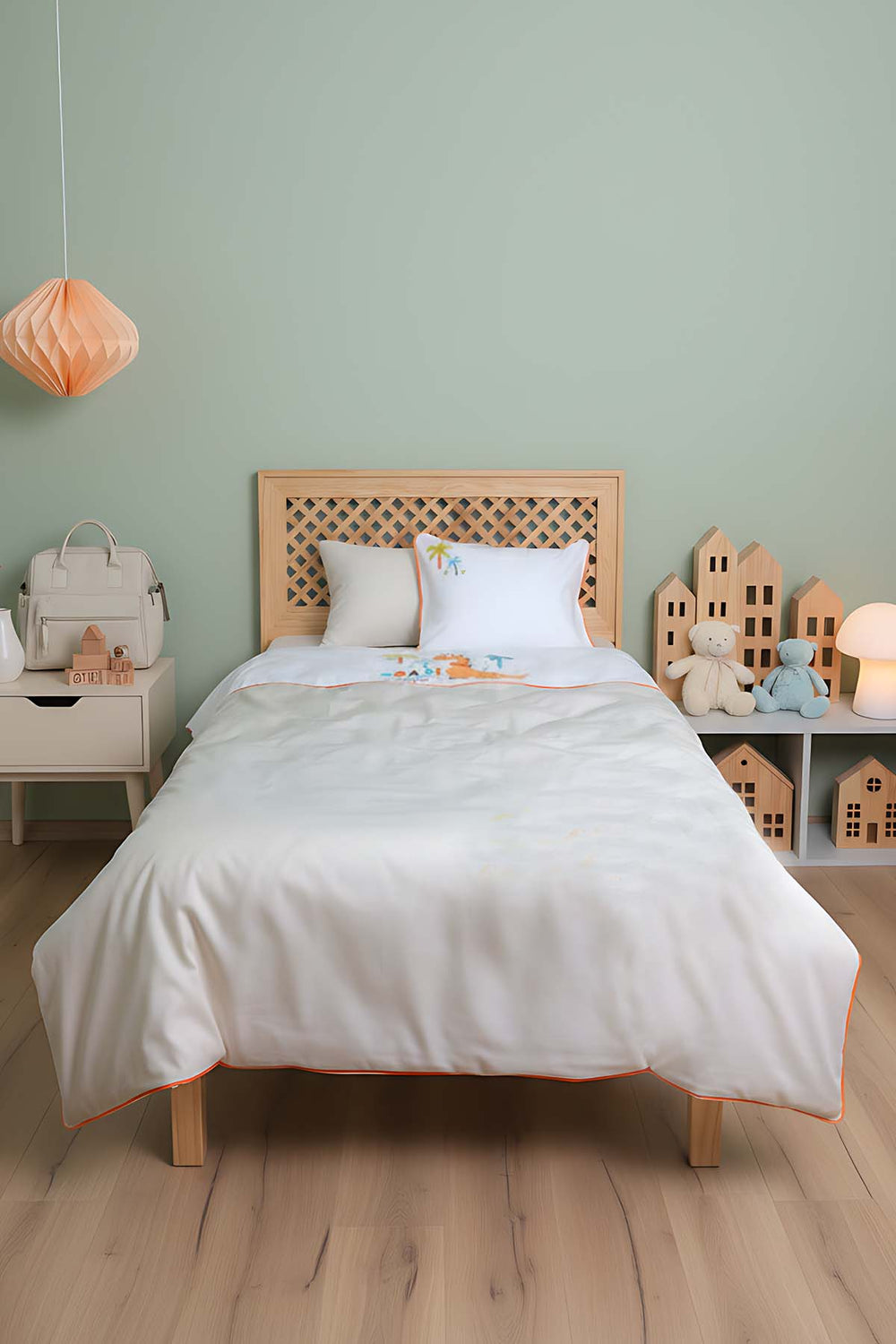 Kiddo Cream Punch Embroidered Cotton Baby Duvet Cover Set