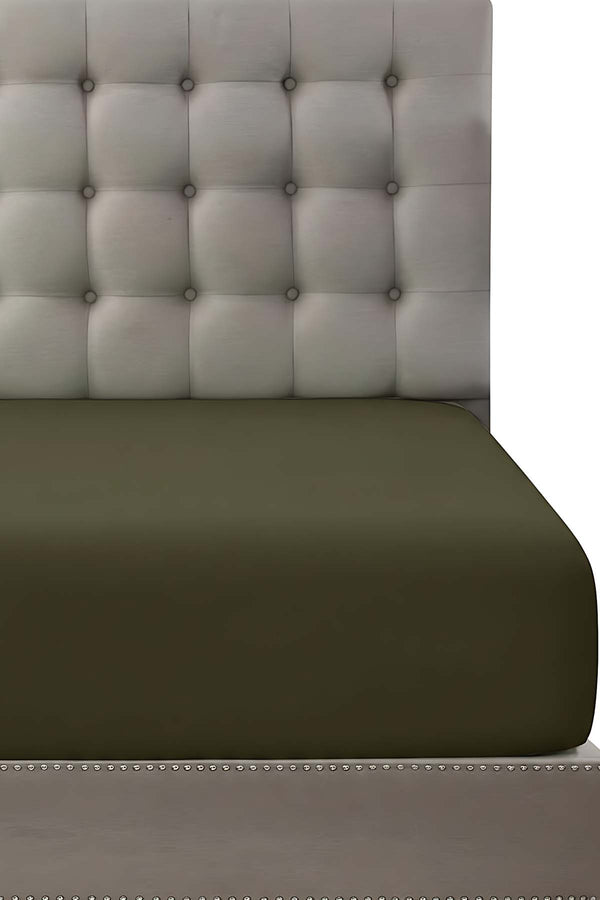 Khaki Cotton Single Fitted Sheet 100 × 200 cm