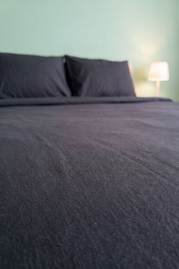 Soft Anthracite 100% Cotton Ranforce Double Duvet Cover Set 4-Piece