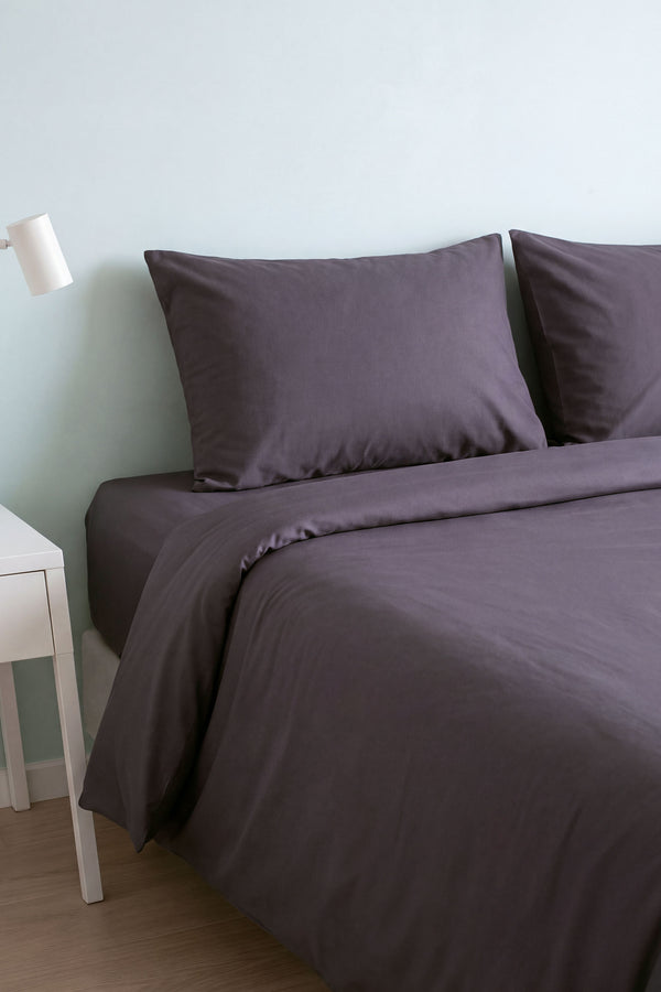 Soft Anthracite 100% Cotton Ranforce Double Duvet Cover Set 4-Piece