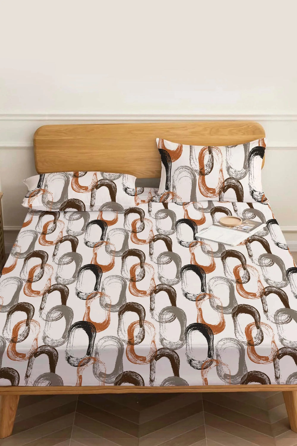 Abstract Brown Double Size Cotton Sheet