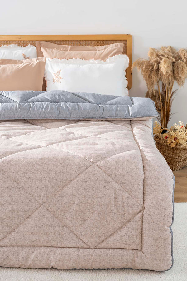 Beige-Gray Modie Double-Sided Luxury Quilt 195x215 cm