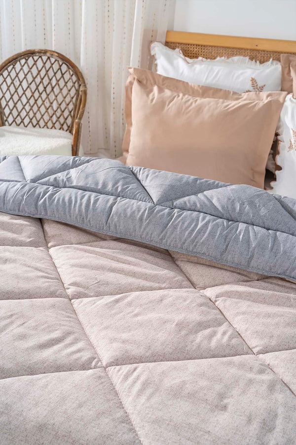 Beige-Gray Modie Double-Sided Luxury Quilt 195x215 cm