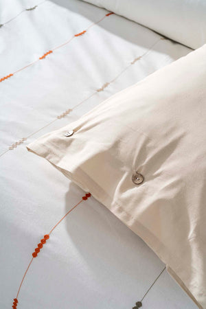 Victoria Cream Double Embroidered Duvet Cover Set 6 Pieces Bridal Set 100% Cotton