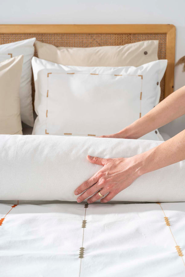 Victoria Cream Double Embroidered Duvet Cover Set 6 Pieces Bridal Set 100% Cotton