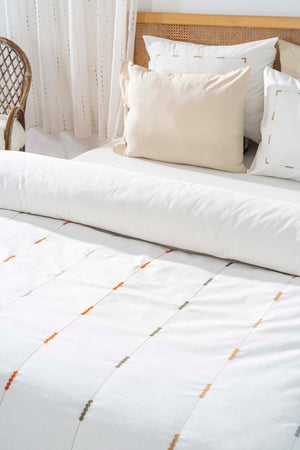 Victoria Cream Double Embroidered Duvet Cover Set 6 Pieces Bridal Set 100% Cotton