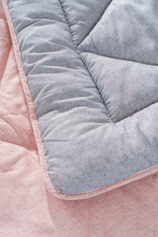 Powder Pink-Grey Modie Double-Sided Luxury Quilt for Double Bed 195x215 cm
