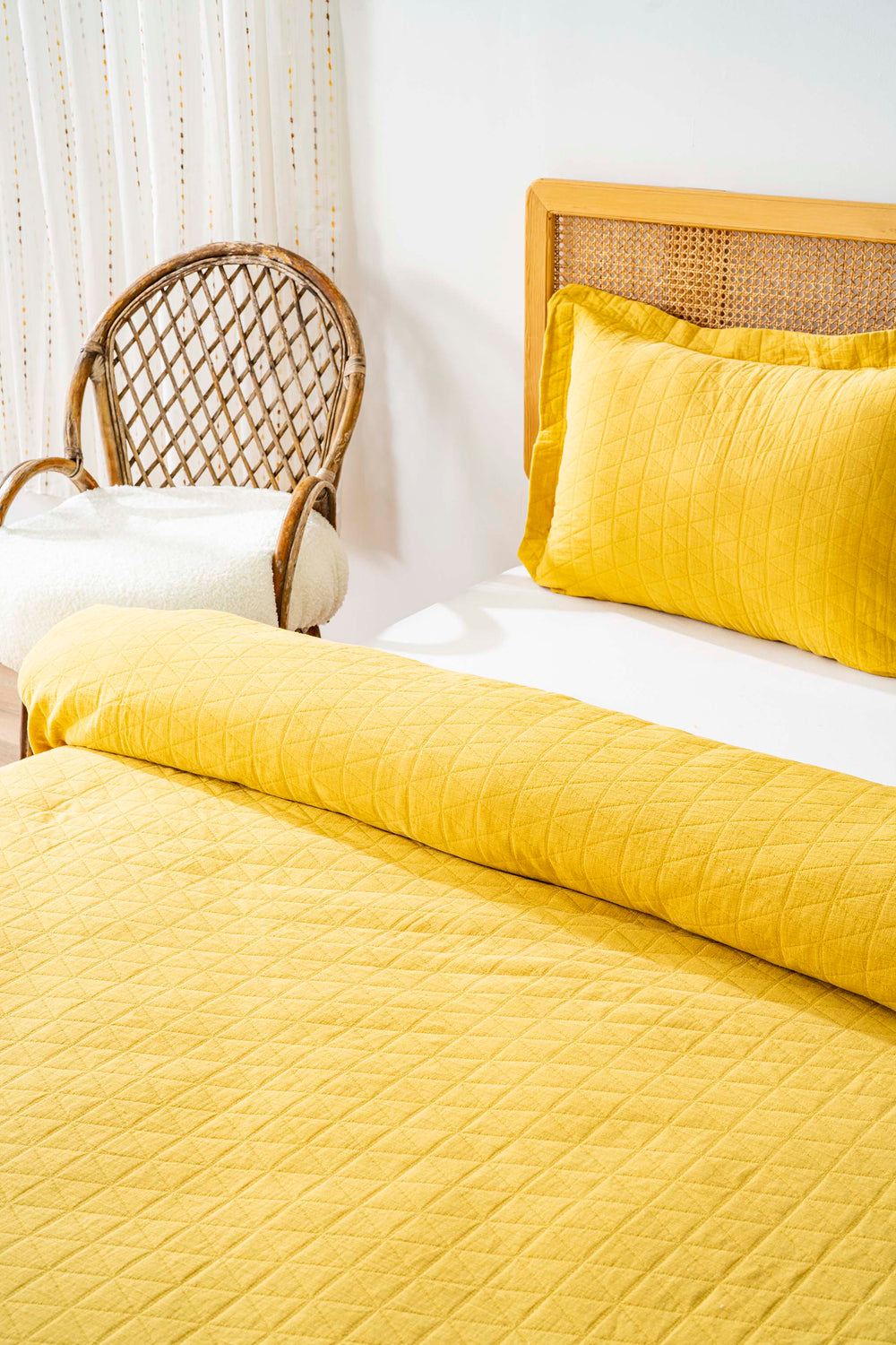 Orella Yellow Double Jacquard Bedspread Set 3 Pieces Sleep Set