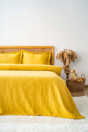 Orella Yellow Double Jacquard Bedspread Set 3 Pieces Sleep Set