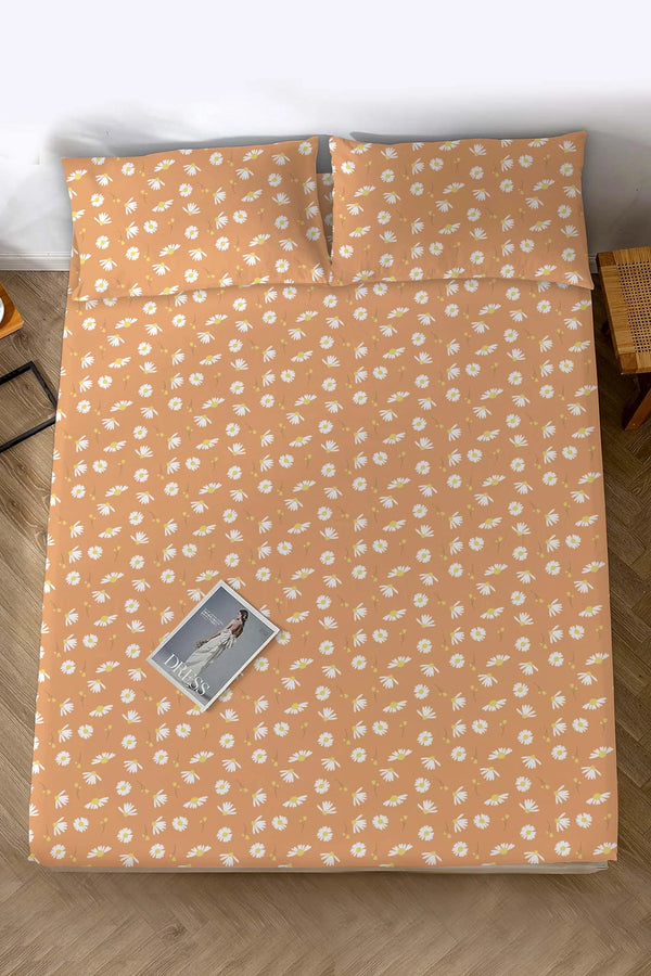 Orange Daisy Double Size Cotton Sheet