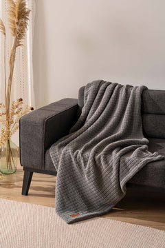 Wellsoft Single Checkered Blanket – Plush TV Blanket 100x170 cm Gray