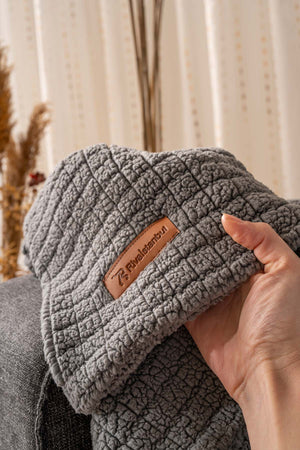 Wellsoft Single Checkered Blanket – Plush TV Blanket 100x170 cm Gray