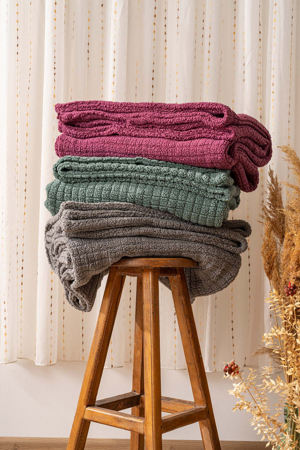 Wellsoft Single Checkered Blanket – Plush TV Blanket 100x170 cm Dusty Rose