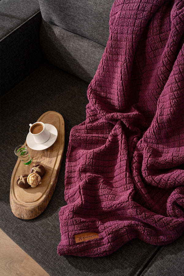 Wellsoft Single Checkered Blanket – Plush TV Blanket 100x170 cm Dusty Rose