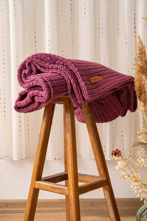 Wellsoft Single Checkered Blanket – Plush TV Blanket 100x170 cm Dusty Rose