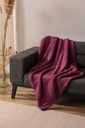 Wellsoft Single Checkered Blanket – Plush TV Blanket 100x170 cm Dusty Rose