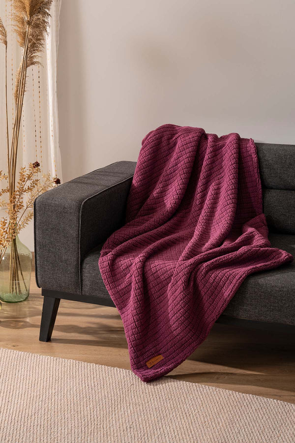 Wellsoft Single Checkered Blanket – Plush TV Blanket 100x170 cm Dusty Rose