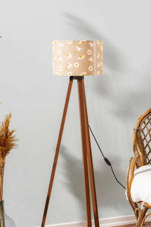 Vizon Daisy Cylinder Shade Wooden Tripod Floor Lamp