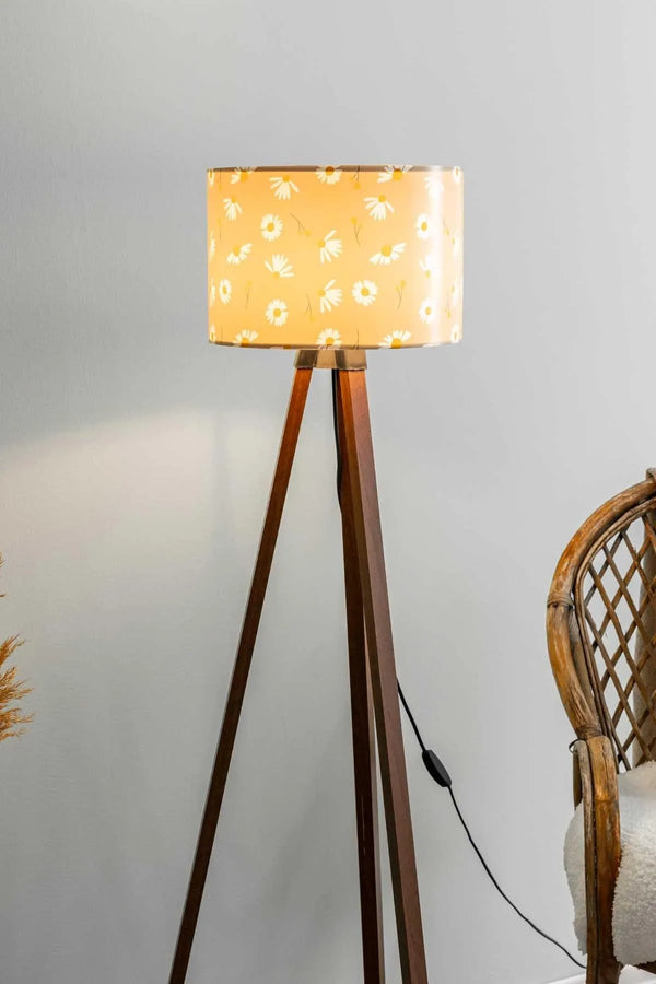 Vizon Daisy Cylinder Shade Wooden Tripod Floor Lamp