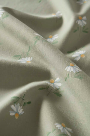 Green Daisy Beechwood Viscose Blend Double/Queen Duvet Cover Set – Silky Soft, Antibacterial, Breathable, 3-Piece, 200x215 cm