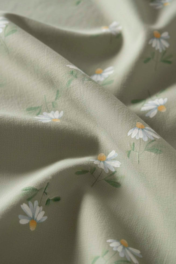 Green Daisy Beechwood Viscose Blend Double/Queen Duvet Cover Set – Silky Soft, Antibacterial, Breathable, 3-Piece, 200x215 cm