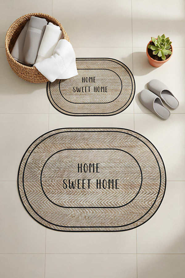 Home Sweet Home Mustard 2-Piece Bathroom Toilet Mat Set
